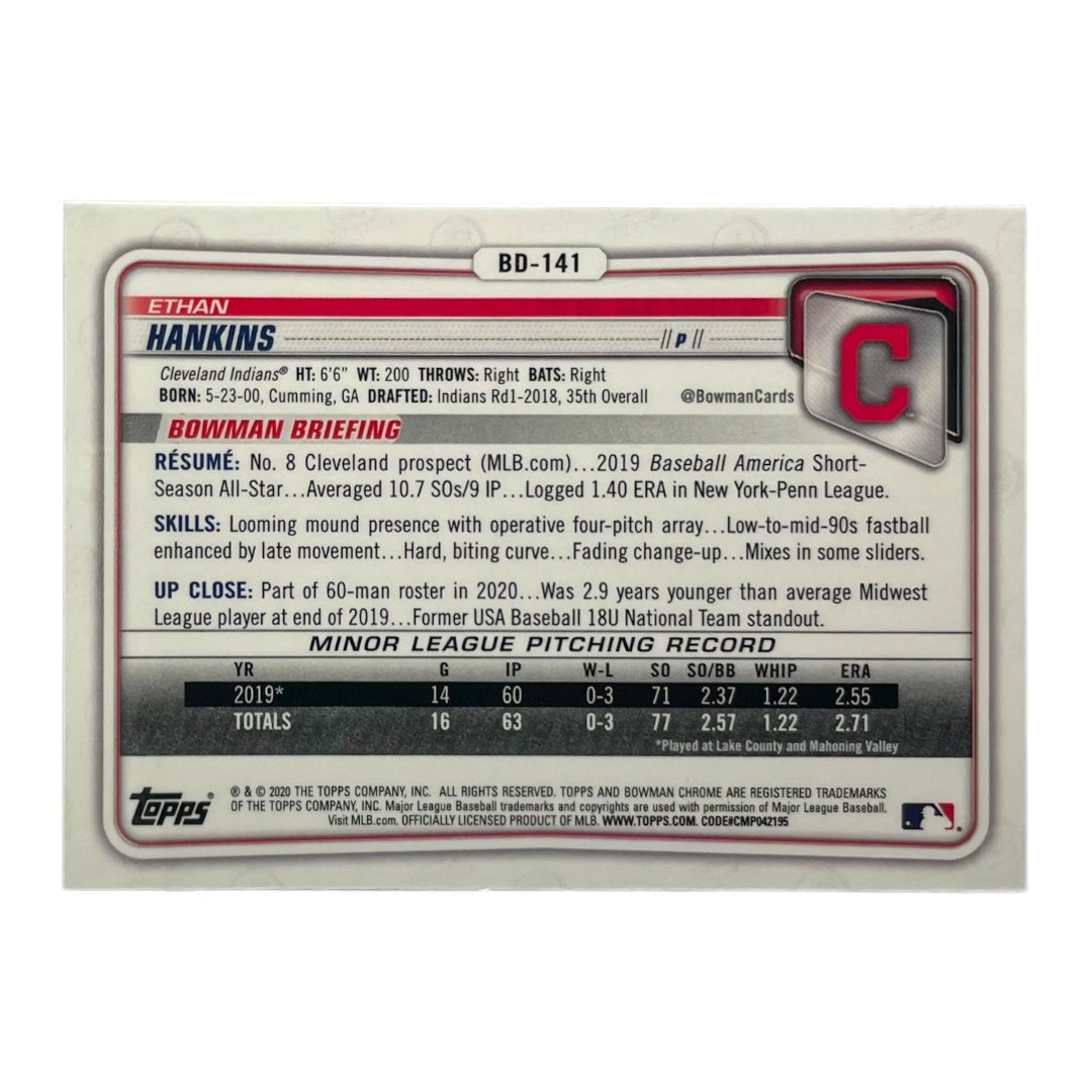 TOPPS MLBカード BOWMAN CHROME ETHAN HANKINS CLEVELAND INDIANS #BD-141 中古 IT2