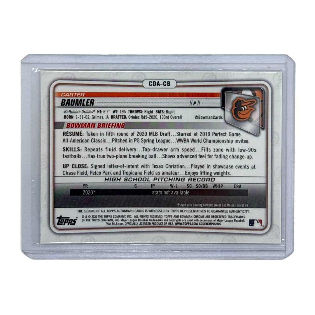 TOPPS MLBカード BOWMAN CHROME 1ST CARTER BAUMLER BALTIMORE ORIOLES /50 #CDA-CB 中古 IT1