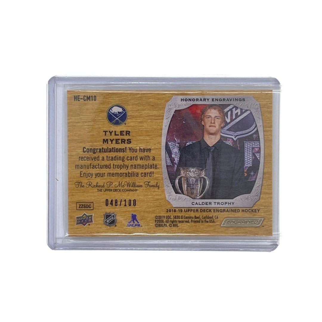 UPPER DECK NHLカード ENGRAINED HONORARY ENGRAVINGS TYLER MYERS 048/100 #HE-CM10 中古 IT1