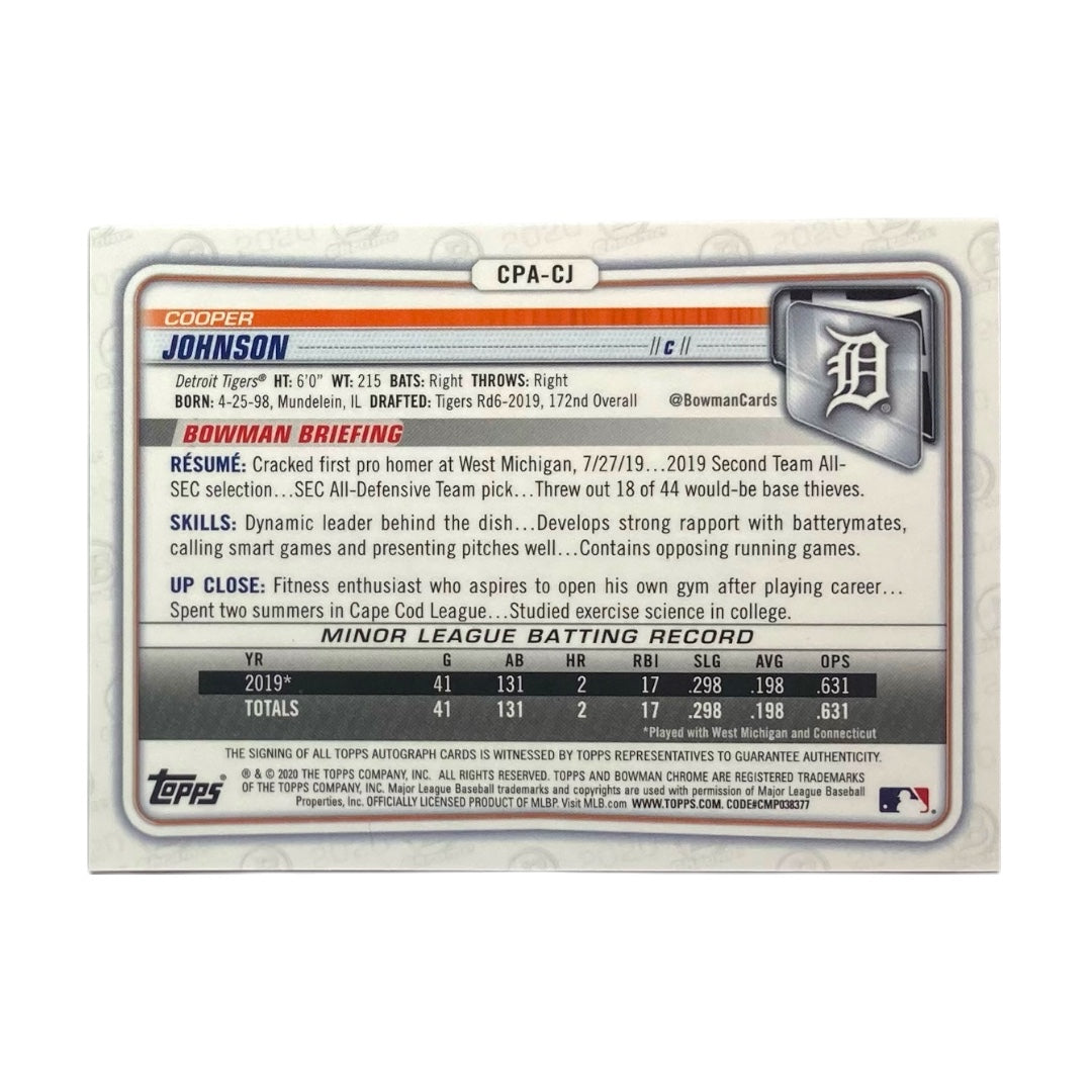TOPPS MLBカード BOWMAN CHROME COOPER JOHNSON DETROIT TIGERS /299 #CPA-CJ 中古 IT2