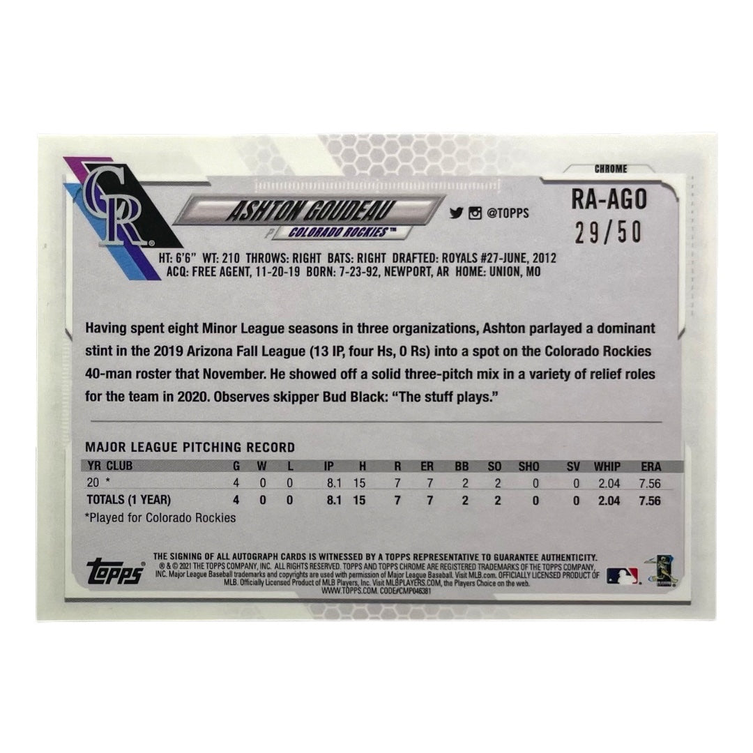 TOPPS MLBカード CHROME ASHTON GOUDEAU COLORADO ROCKIES /50 #RA-AGO 中古 IT2