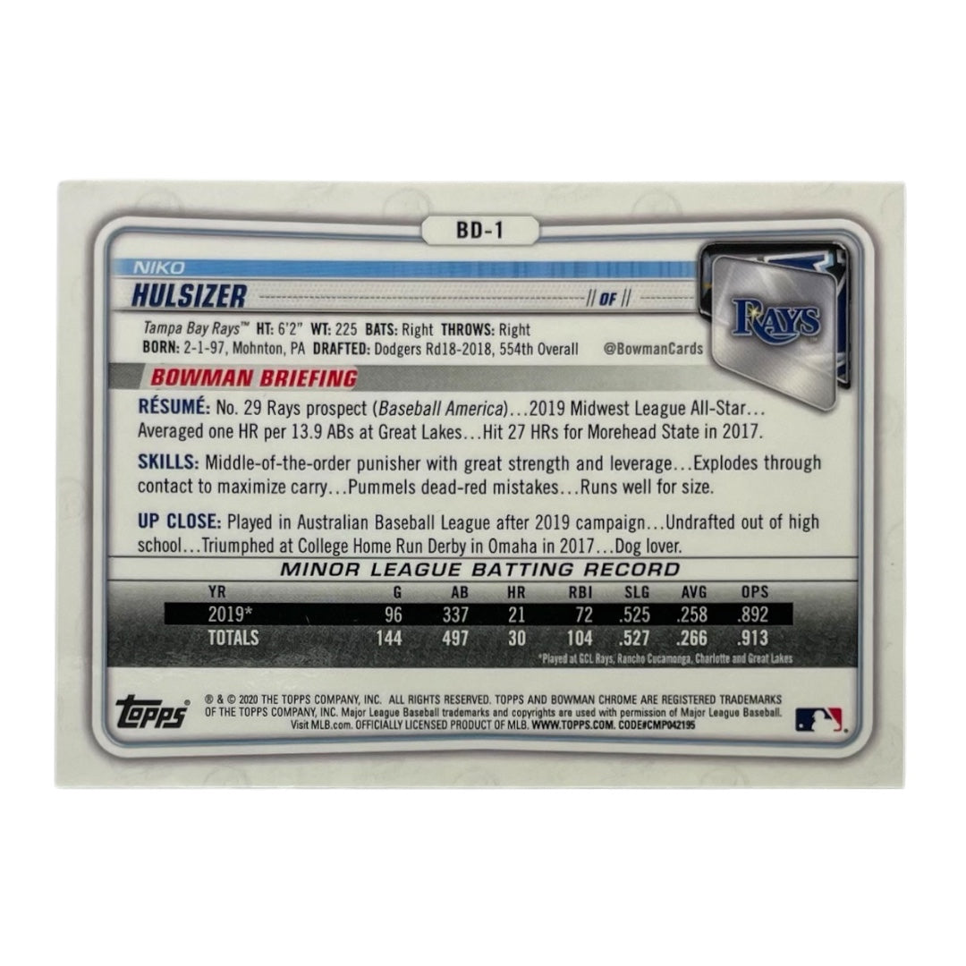 TOPPS MLBカード BOWMAN CHROME NIKO HULSIZER TAMPA BAY RAYS /99 #BD-1 中古 IT2
