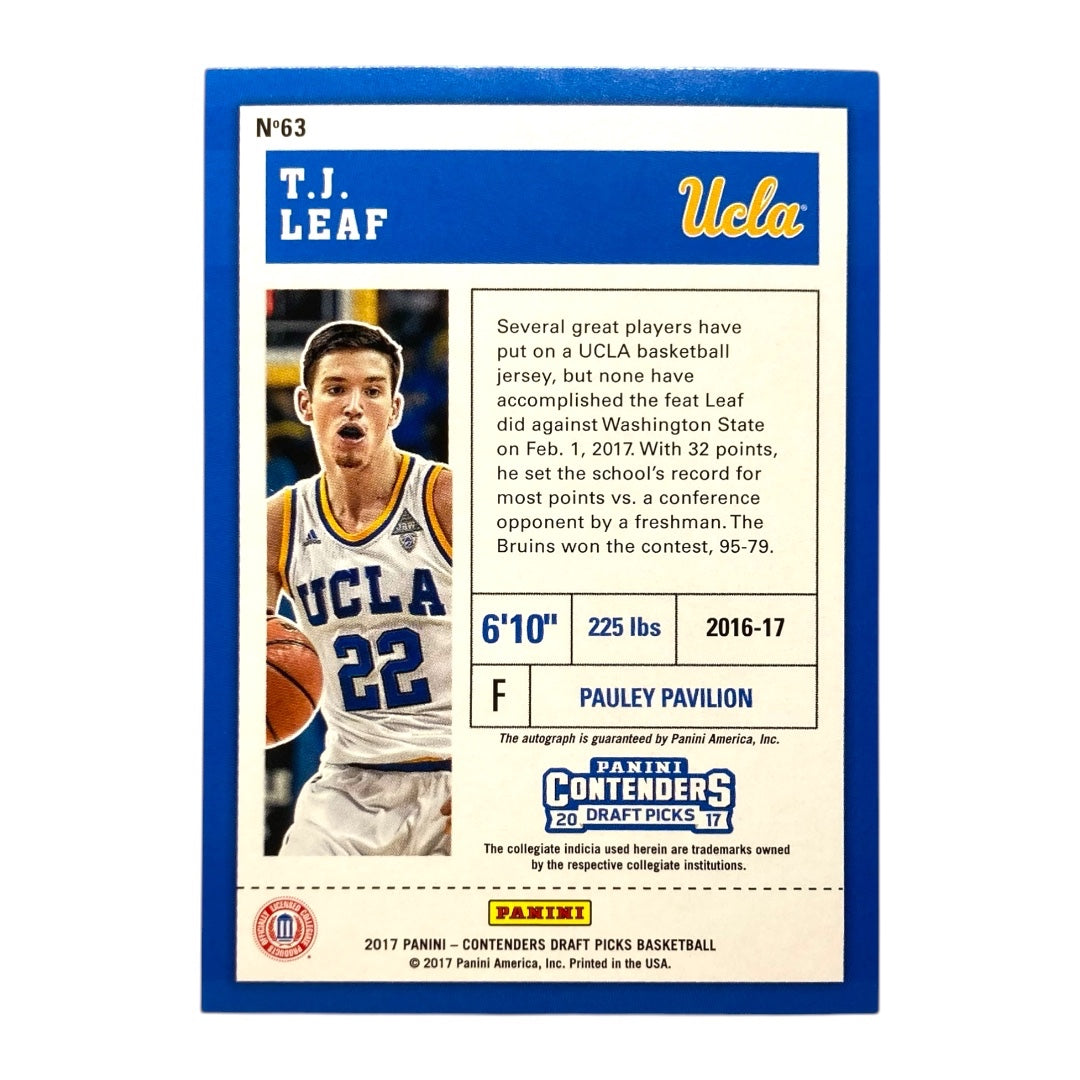 PANINI NBAカード CONTENDERS DRAFT PICKS T.J. LEAF UCLA BRUINS #63 中古 IT2