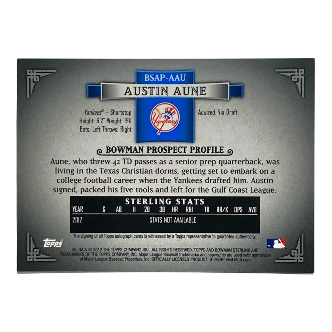 TOPPS MLBカード BOWMAN STERLING AUSTIN AUNE YANKEES #BSAP-AAU 中古 IT2