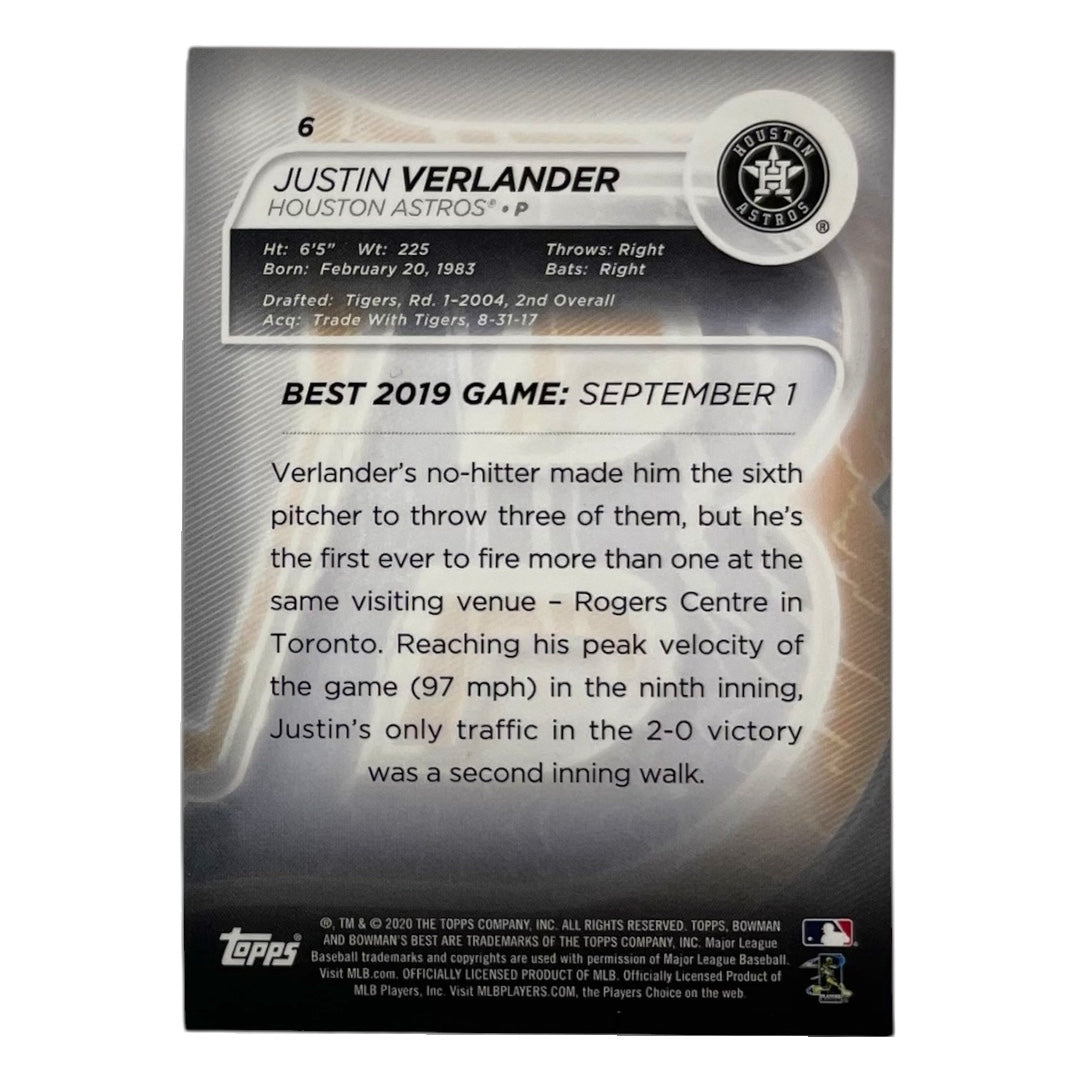 TOPPS MLBカード BOWMAN'S BEST JUSTIN VERLANDER HOUSTON ASTROS /250 #6 中古 IT2