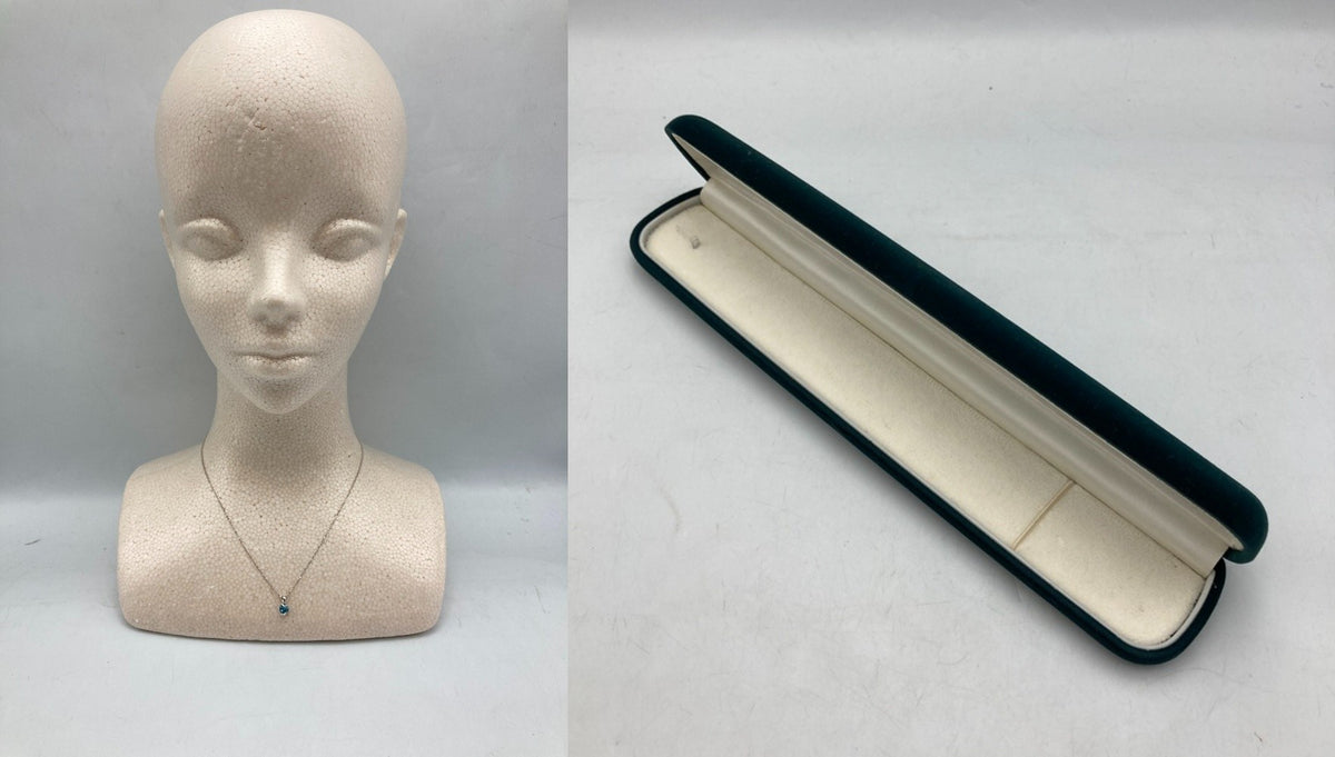 K18WG ブルー石 ハートモチーフ ネックレス イタリア製 中古 D4