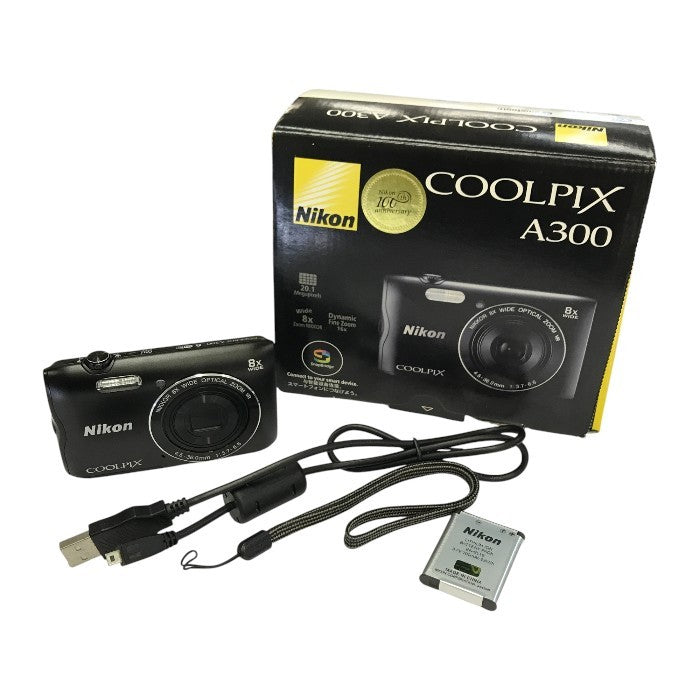 Nikon COOLPIX デジタルカメラ ブラック 光学8倍ズーム SDXC A300BK 中古 T1