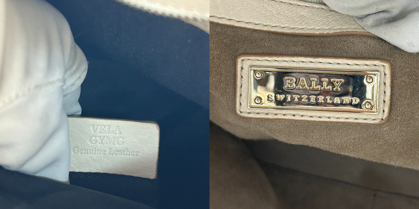 BALLY バリー レザー トート バッグ アイボリー 本革 鞄 大きめ A4 通勤 中古 W4