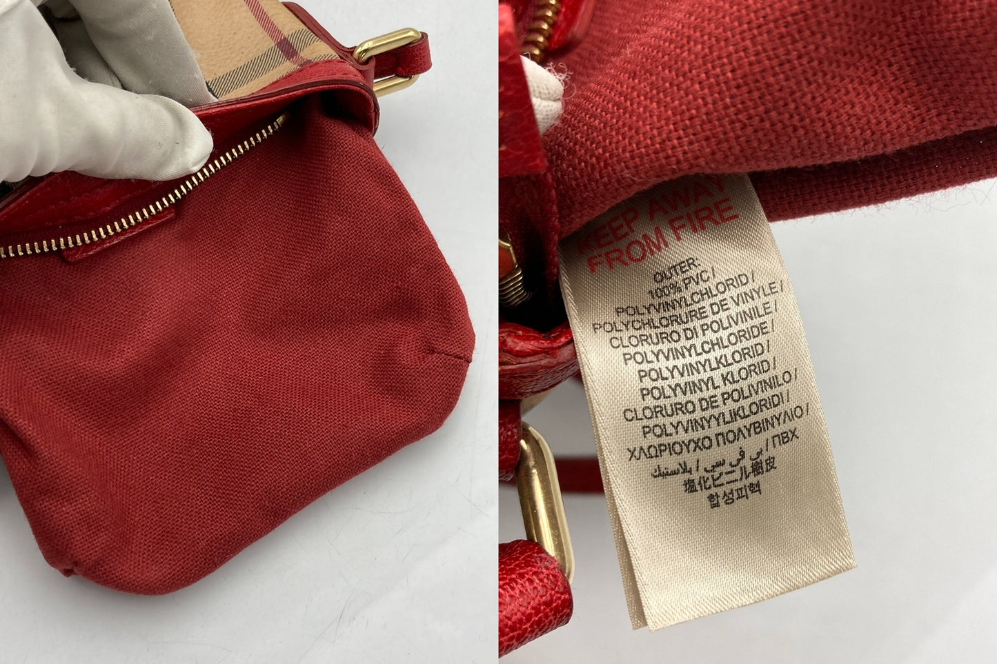 BURBERRY バーバリー ノバチェック ショルダーバッグ レッド/ベージュ 中古 D4