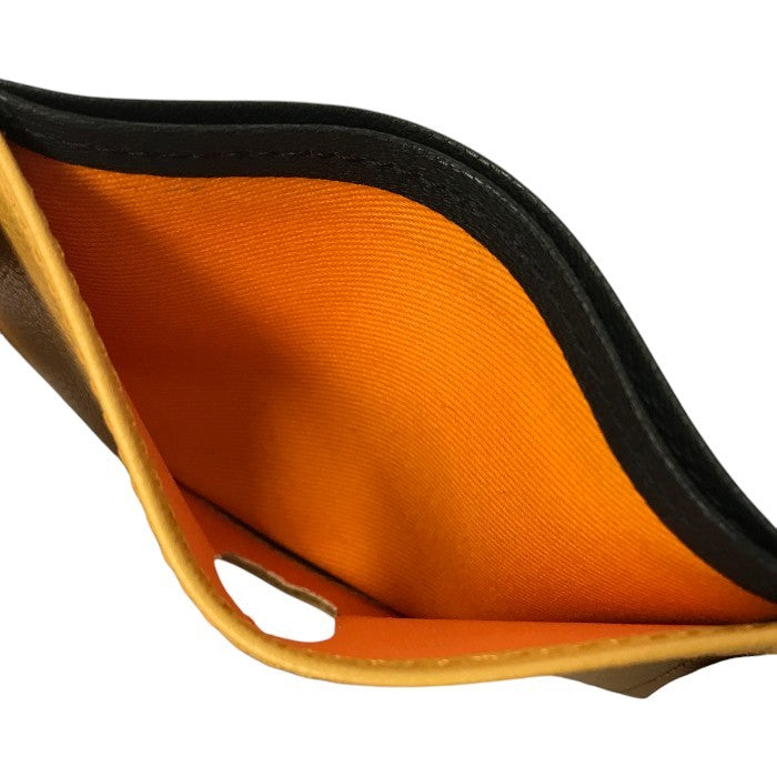 PORTER ポーター ダブル パス & カードケース ユニセックス DOUBLE PASS & CARD CASE ゴートレザー ブラック/オレンジ 129-06015 中古 T1
