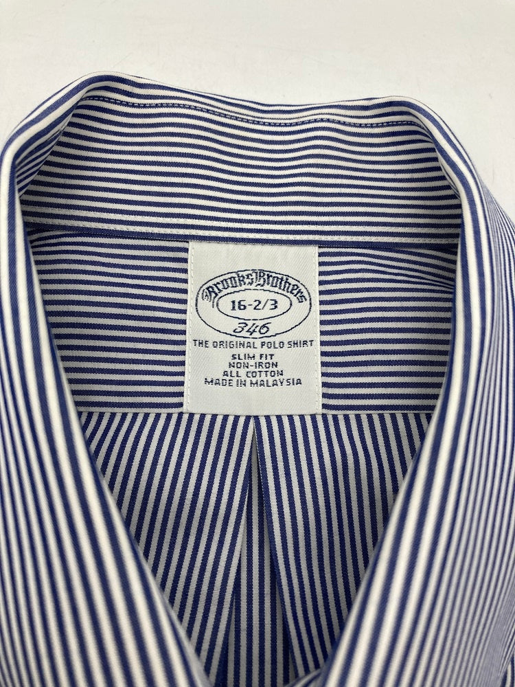 Brooks Brothers 346 ブルックスブラザーズ ボタンダウン ストライプ 長袖シャツ スリムフィット サイズ16 中古 D4