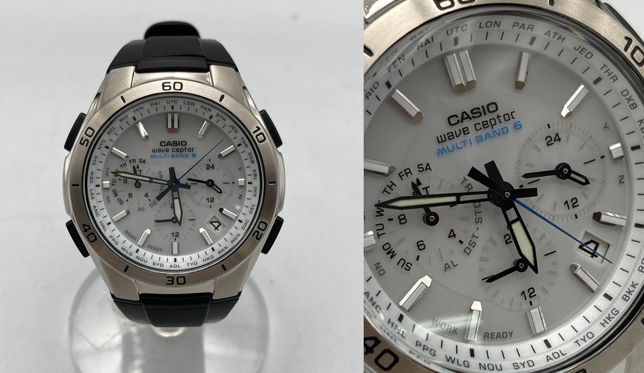 CASIO カシオ ウェーブセプター クロノグラフ ソーラー電波 腕時計 WVQ-M410-7AJF 中古 D4