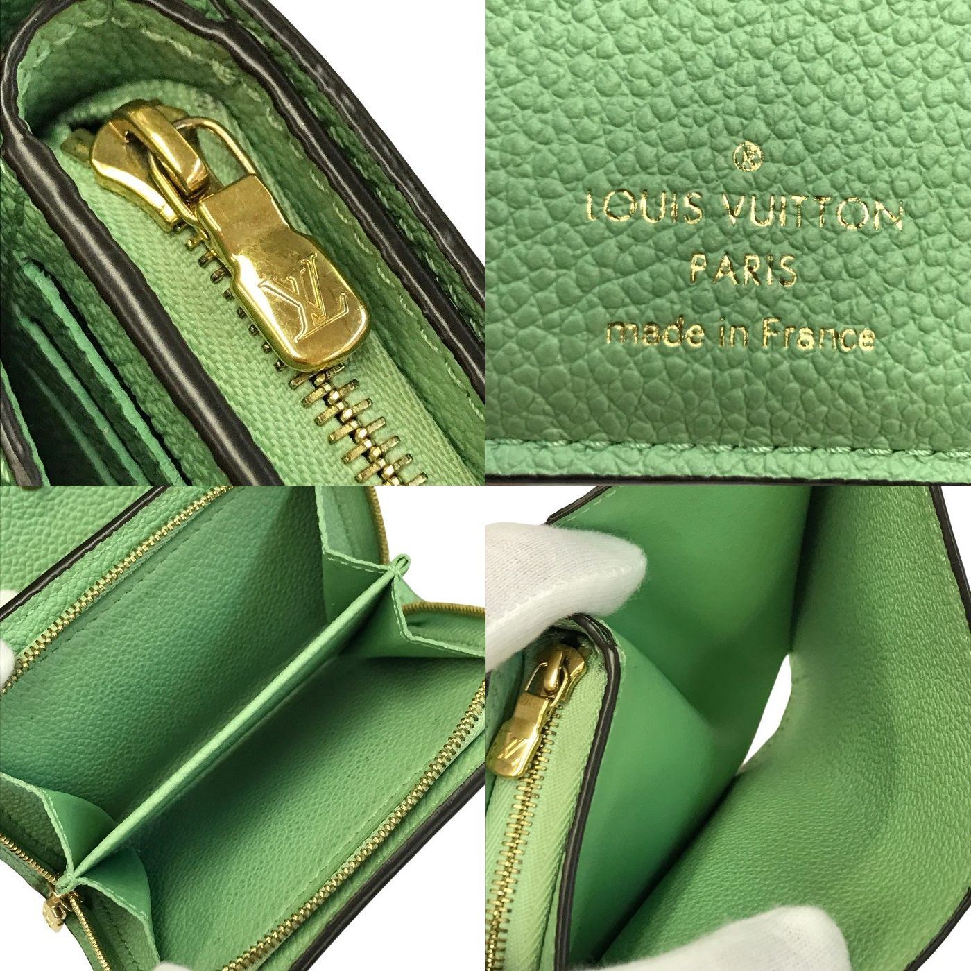 LOUIS VUITTON ルイヴィトン モノグラム アンプラント ポルトフォイユ・クレア 財布 レディース レザー 2つ折り 小銭入れ コンパクト グリーン M82049 中古 T1