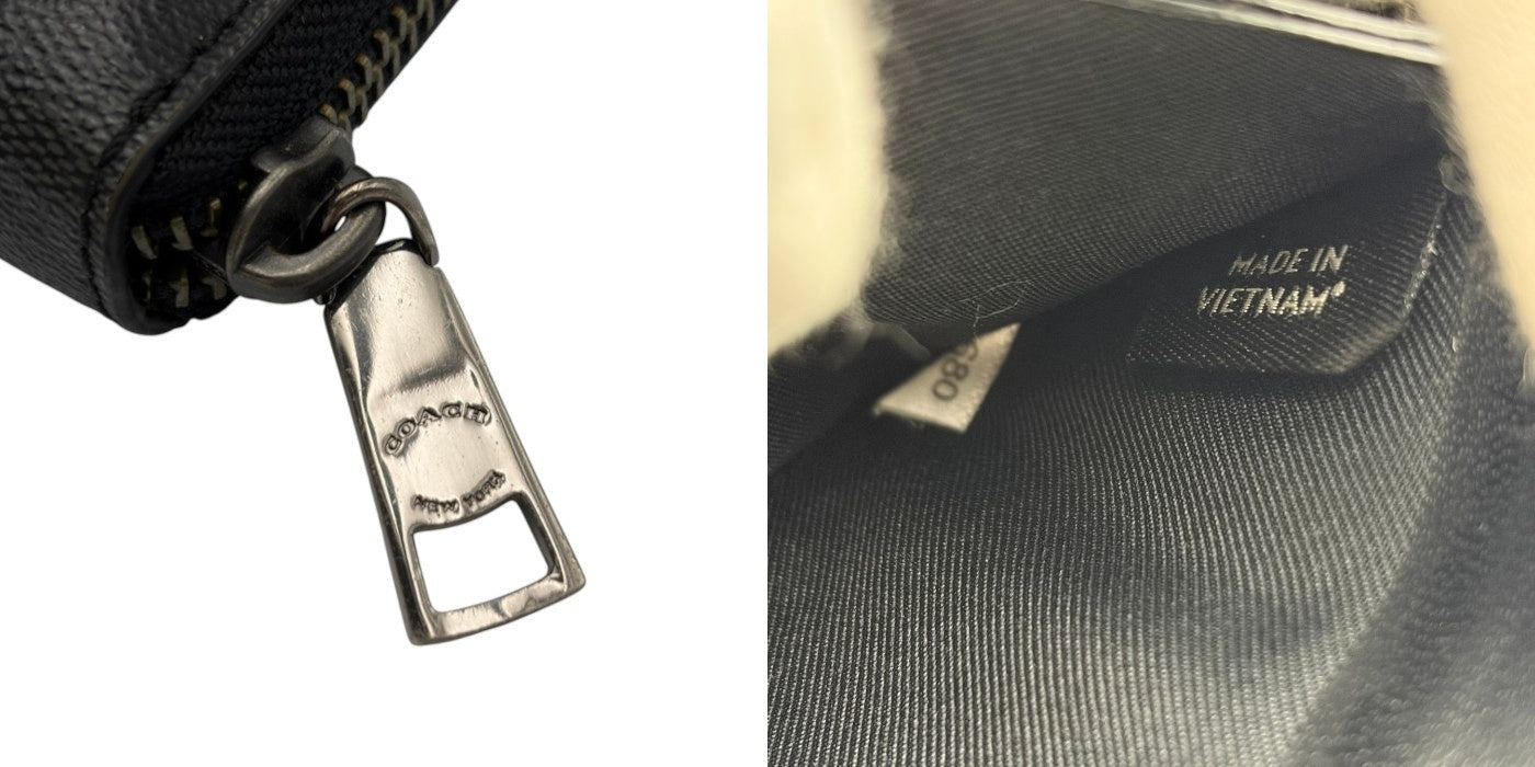 COACH コーチ ラウンドファスナー 長財布 F75000 ブランド メンズ レディース ブラック 中古 W4