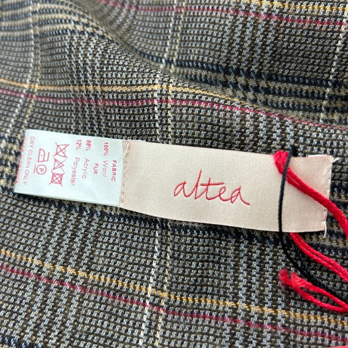 ALTEA アルテア ウール ファー マフラー レディース 秋 冬 チェック柄 中古 W4
