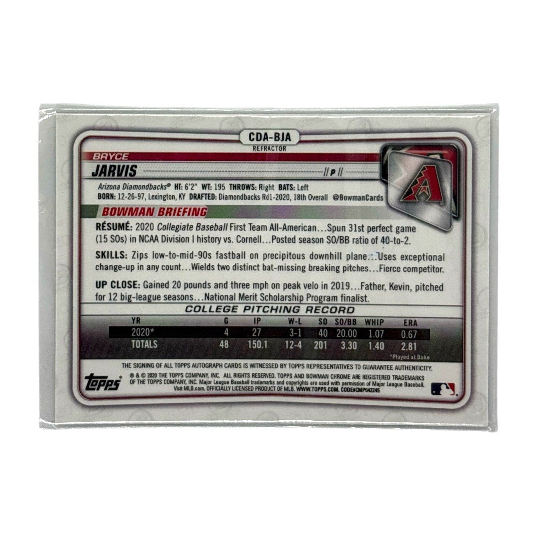 TOPPS MLBカード BOWMAN CHROME 1ST BRYCE JARVIS ARIZONA DIAMONDBACKS /499 #CDA-BJA 中古 IT1