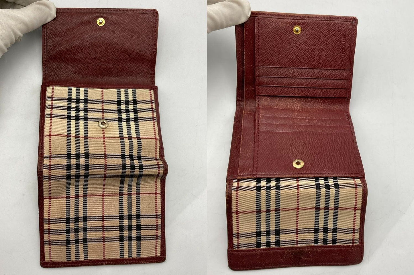 BURBERRY バーバリー チェック柄 Wホック 2つ折り財布 中古 D4