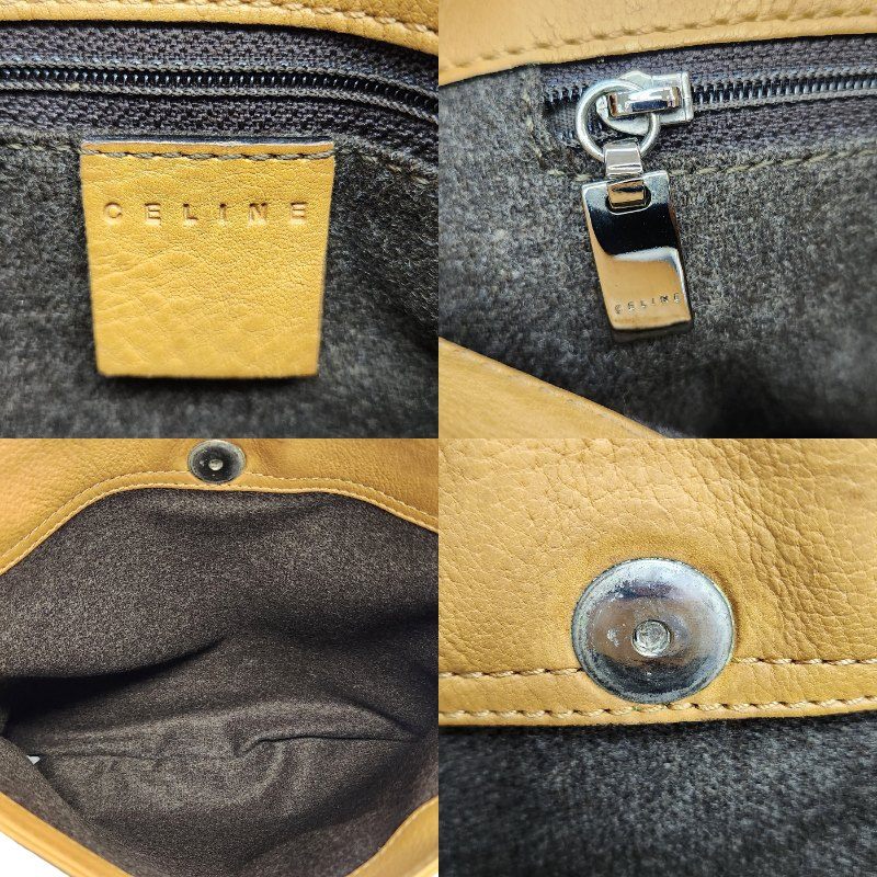 CELINE セリーヌ ショルダーバッグ レディース フラップ レザー メッセンジャー 斜め掛け キャメルブラウン 中古 T1