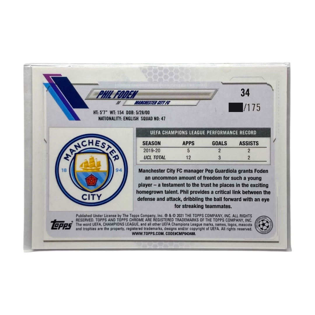TOPPS サッカーカード CHROME PHIL FODEN MANCHESTER CITY /175 #34 中古 IT2
