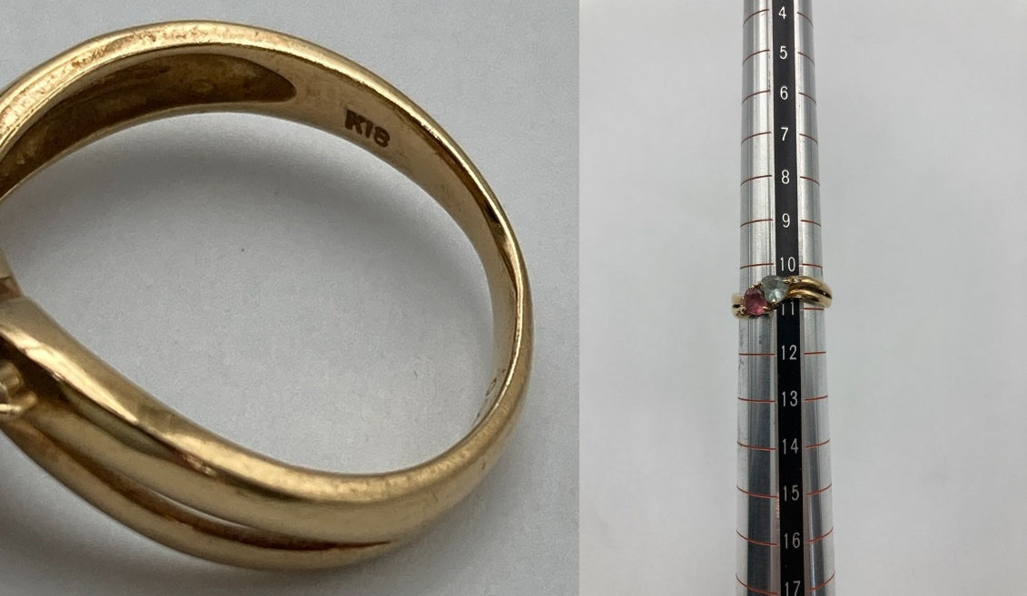 K18 ダイヤ0.01ct ハート石 リング 11号 中古 D4