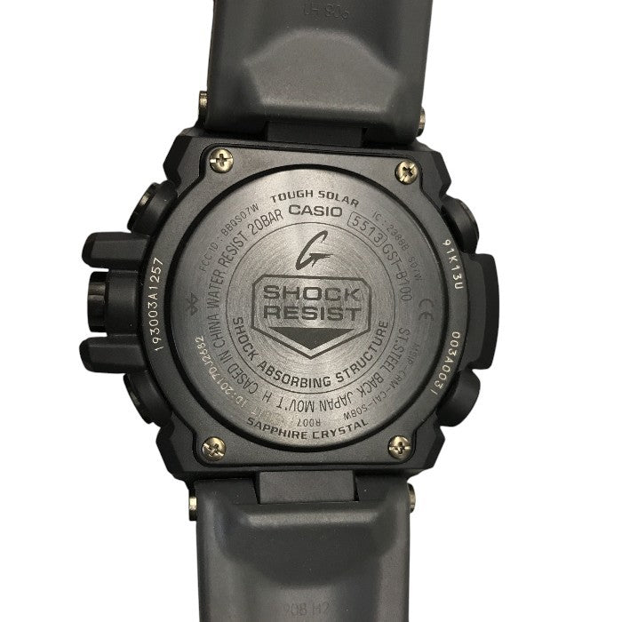 CASIO G-SHOCK カシオ 腕時計 メンズ タフソーラー G-STEEL メタルパーツ クロノグラフ モバイルリンク マットカラー グレー/ブルー GST-B100XB-2AJF 中古 T1