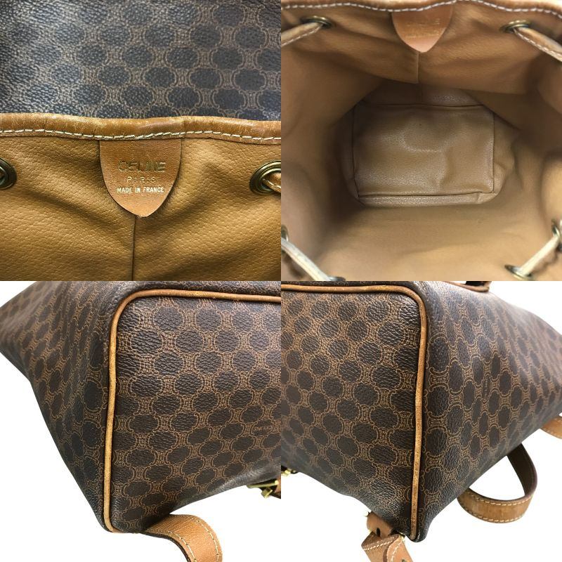 CELINE セリーヌ マカダム リュックサック レディース PVC/レザー ブラゾン バックパック ヴィンテージ ブラウン 中古 T1