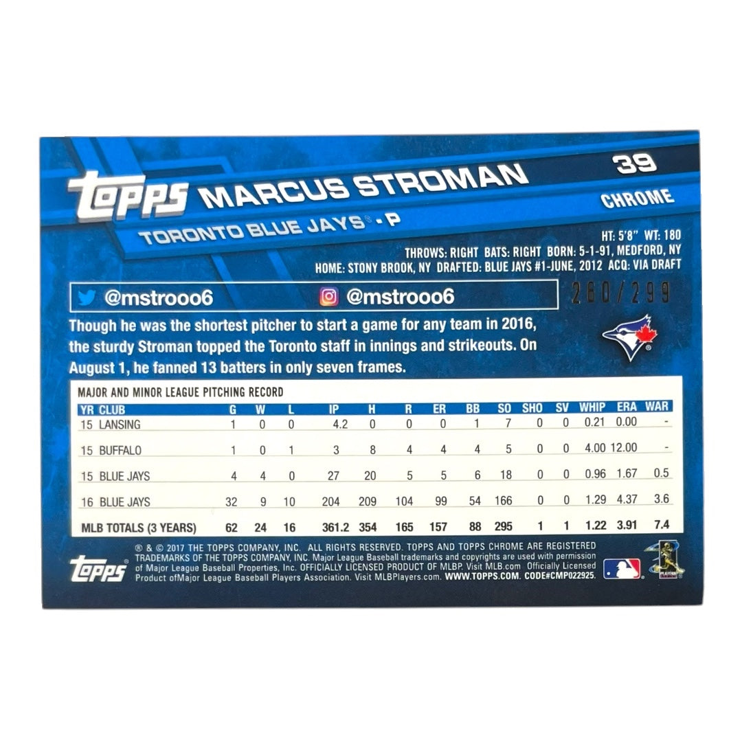 TOPPS MLBカード CHROME MARCUS STROMAN TORONTO BLUE JAYS /299 #39 中古 IT2