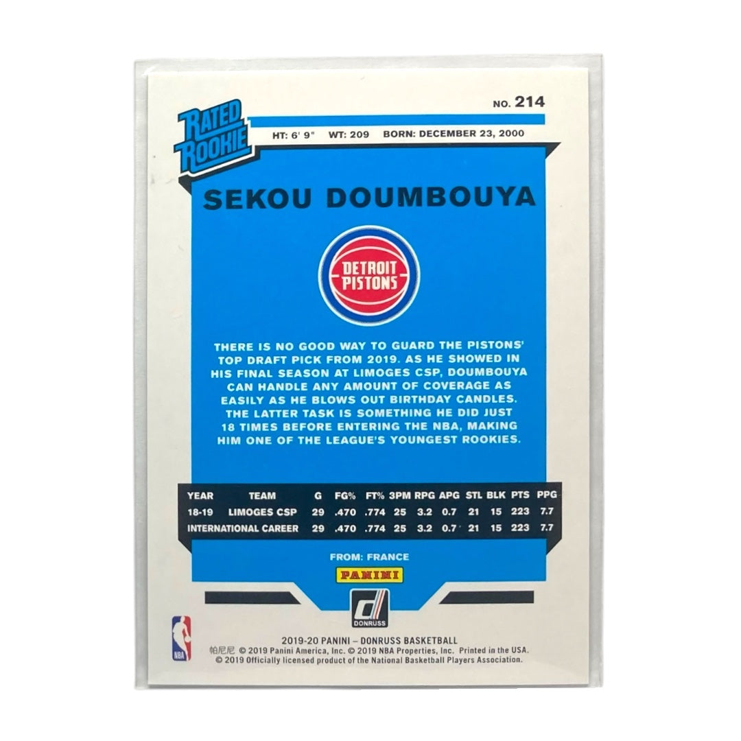 PANINI NBAカード DONRUSS SEKOU DOUMBOUYA DETROIT PISTONS #214 中古 IT2