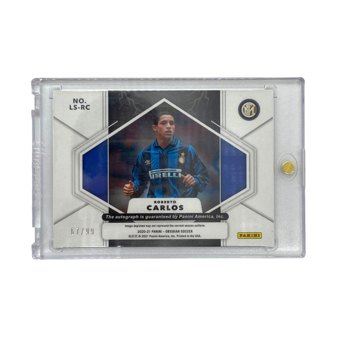 PANINI サッカーカード OBSIDIAN LIGHTNING STRIKE ROBERTO CARLOS INTERNAZIONALE MILANO 67/99 #LS-RC 中古 IT1