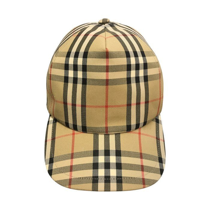 BURBERRY LONDON バーバリー ベースボールキャップ メンズ コットン チェック柄 ロゴパッチ ボタン ベージュ XLサイズ 8026929 中古 T1
