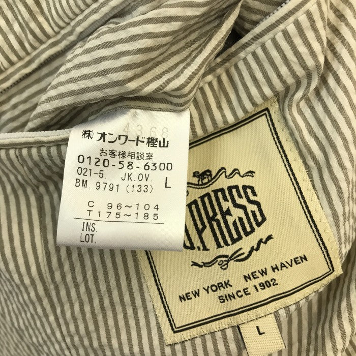 J.PRESS ジェイプレス テーラードジャケット メンズ 春夏 段返り3つボタン 薄手 ストレッチ ストライプ ホワイト系/グレー Lサイズ 中古 T1
