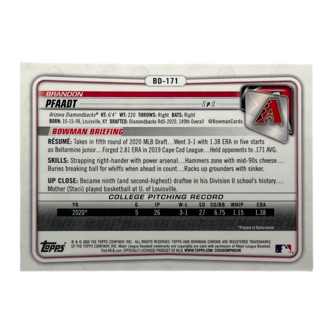 TOPPS MLBカード BOWMAN CHROME 1ST BRANDON PFAADT ARIZONA DIAMONDBACKS #BD-171 中古 IT2
