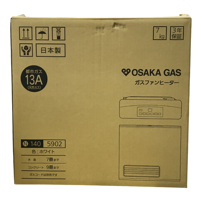 ノーリツ 大阪ガス ガスファンヒーター ホワイト 2.44kw 都市ガス用 木造7畳まで/コンクリート9畳まで 140-5902 GFH-2406S 中古 T1