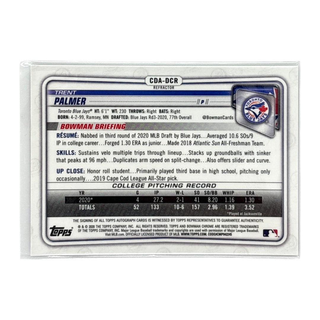 TOPPS MLBカード BOWMAN CHROME 1ST TRENT PALMER TORONTO BLUE JAYS /499 #CDA-DCR 中古 IT1