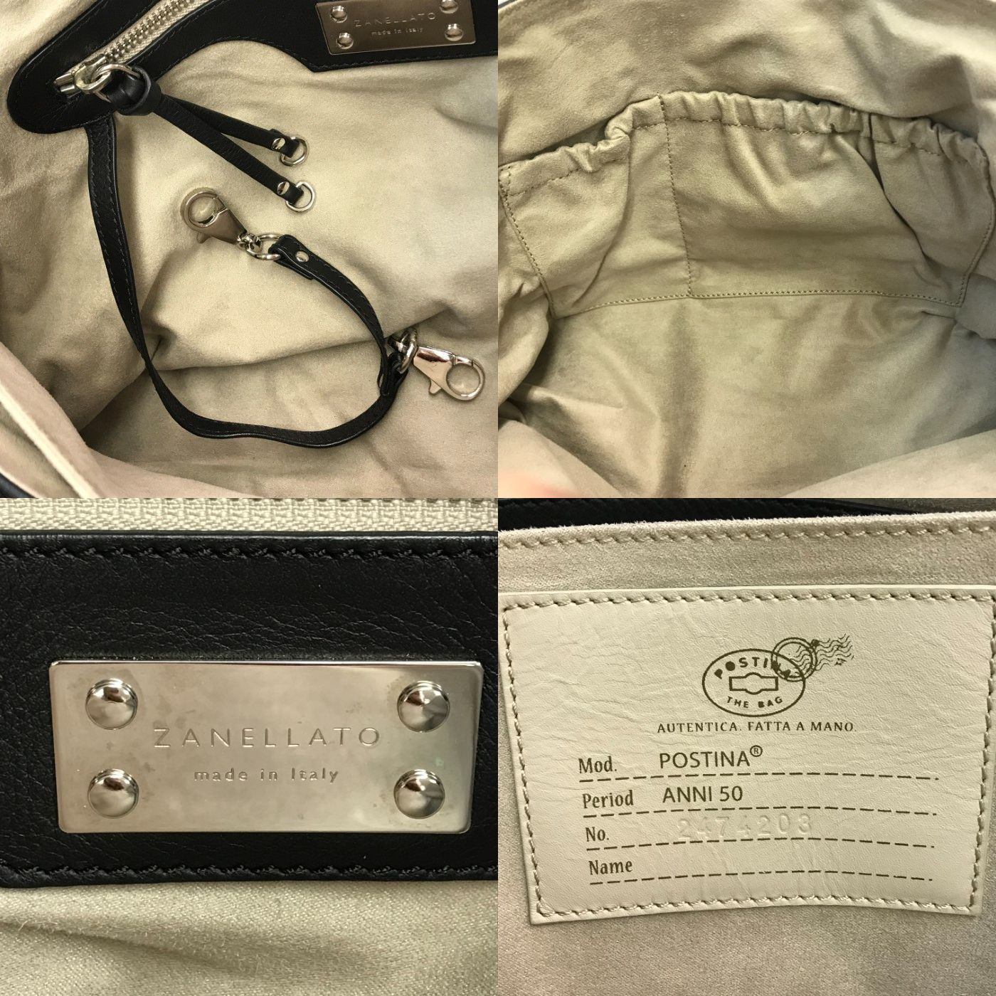 ZANELLATO ザネラート ポスティーナ ショルダーバッグ レディース 2way ハンドバッグ レザー POSTINA ターンロック ブラック 中古 T1