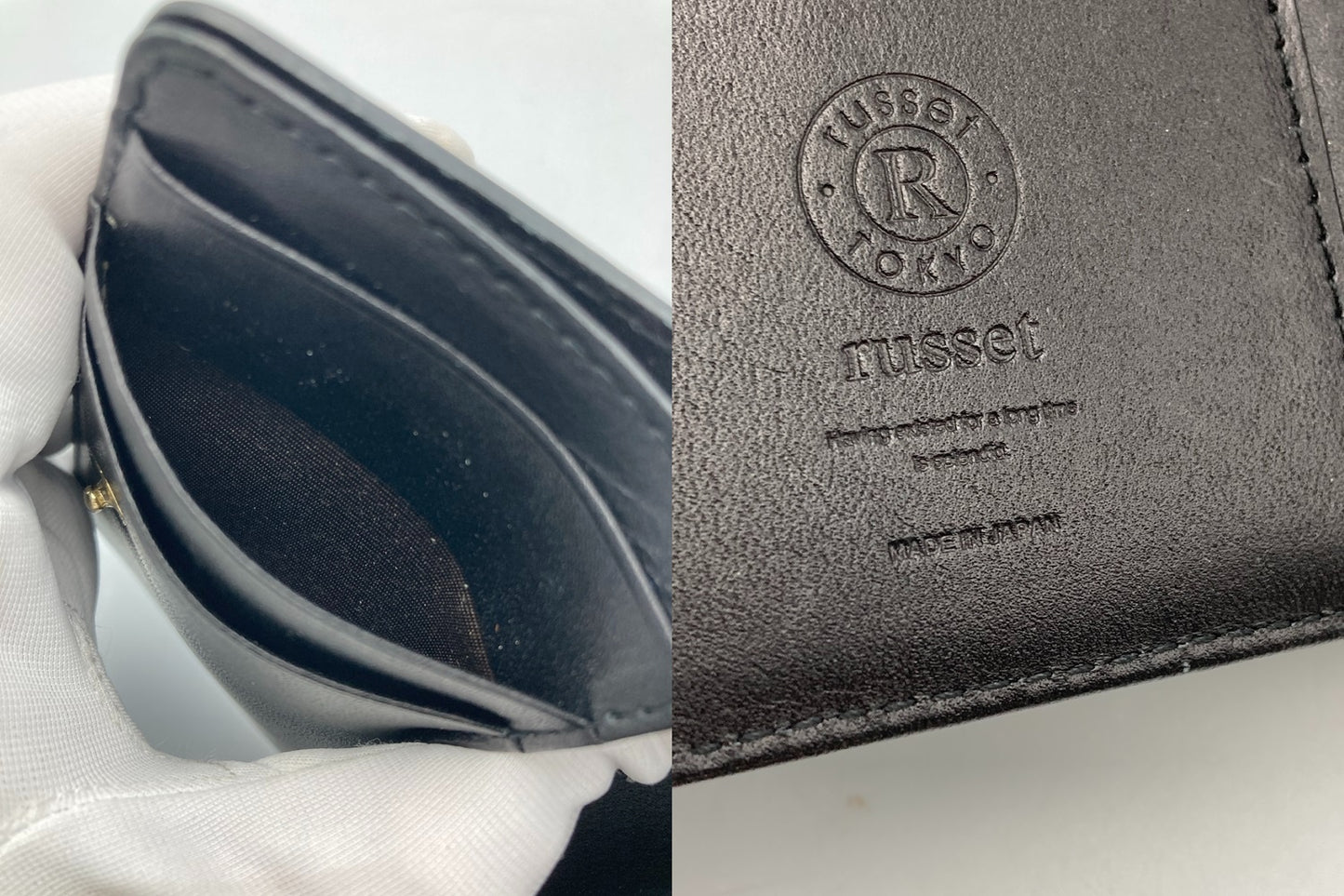 russet ラシット モノグラムプレス ハーフウォレット 2つ折り コンパクト財布 中古 D4