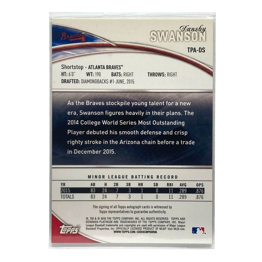 TOPPS MLBカード BOWMAN PLATINUM DANSBY SWANSON BRAVES 18/75 #TPA-DS 中古 IT2