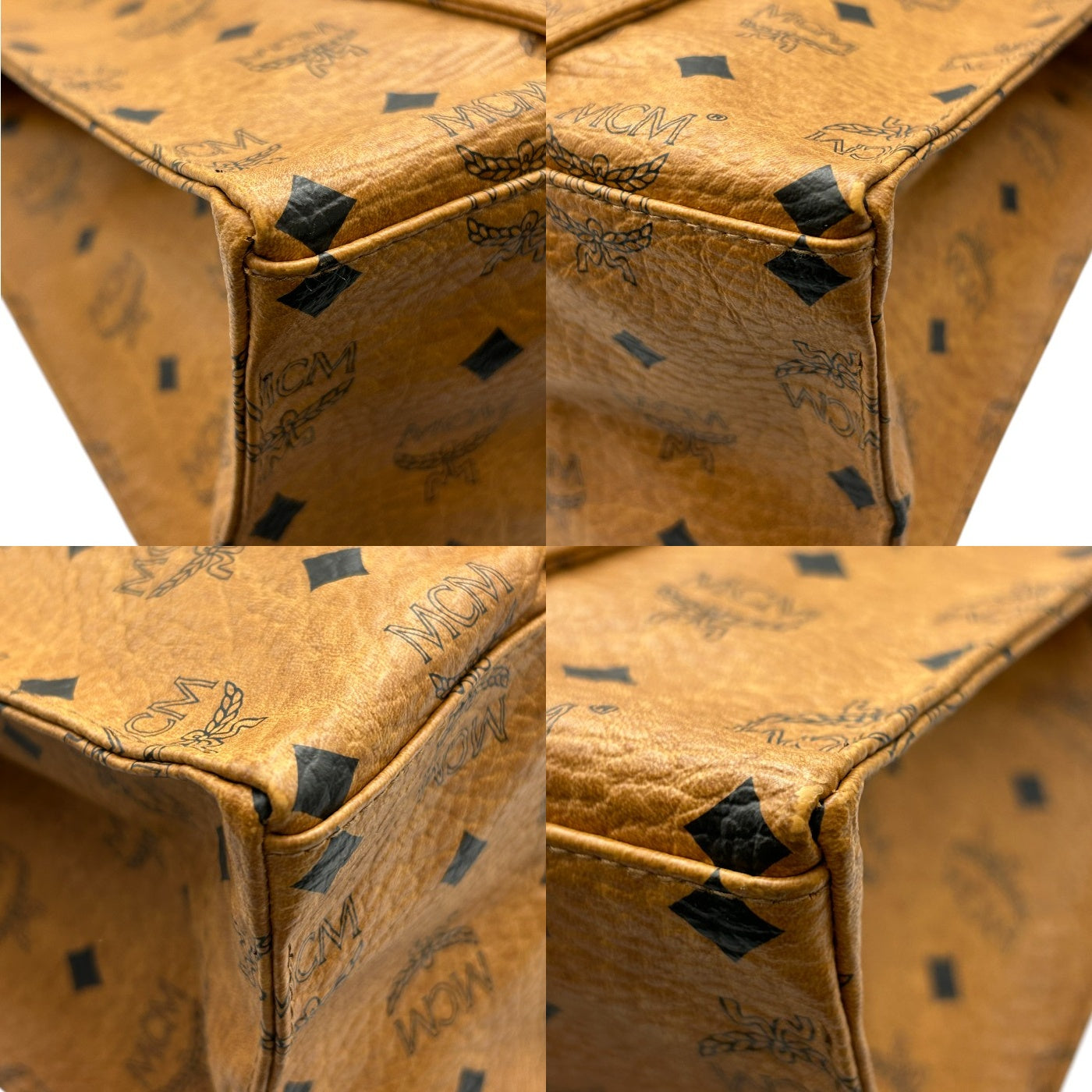 MCM エムシーエム ロゴグラム トートバッグ コニャック 鞄 ブランド レディース おしゃれ 総柄 中古 W4