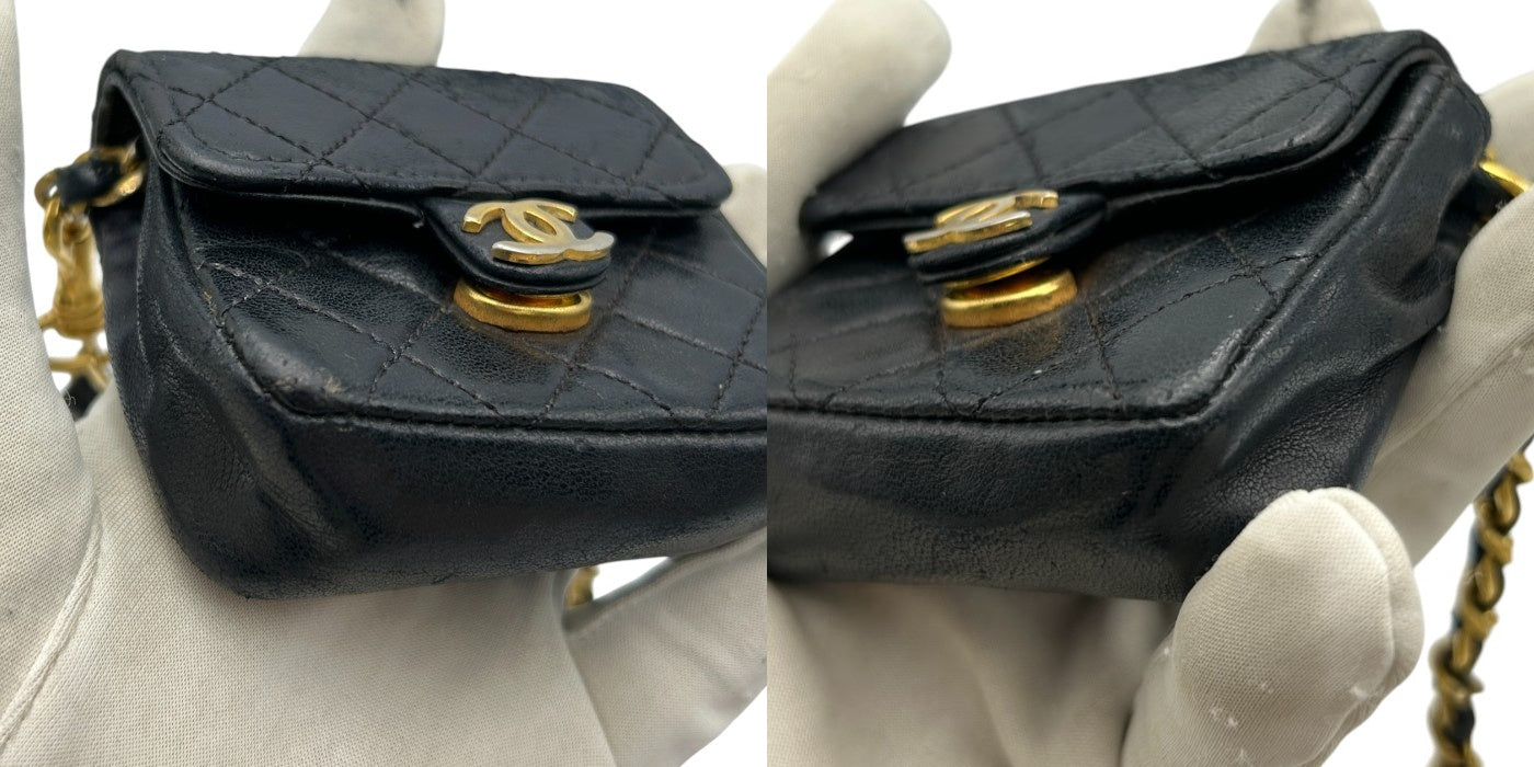 CHANEL シャネル マトラッセ マイクロミニ チェーン ショルダーバッグ ブランド 鞄 ミニ レディース レザー 中古 W4