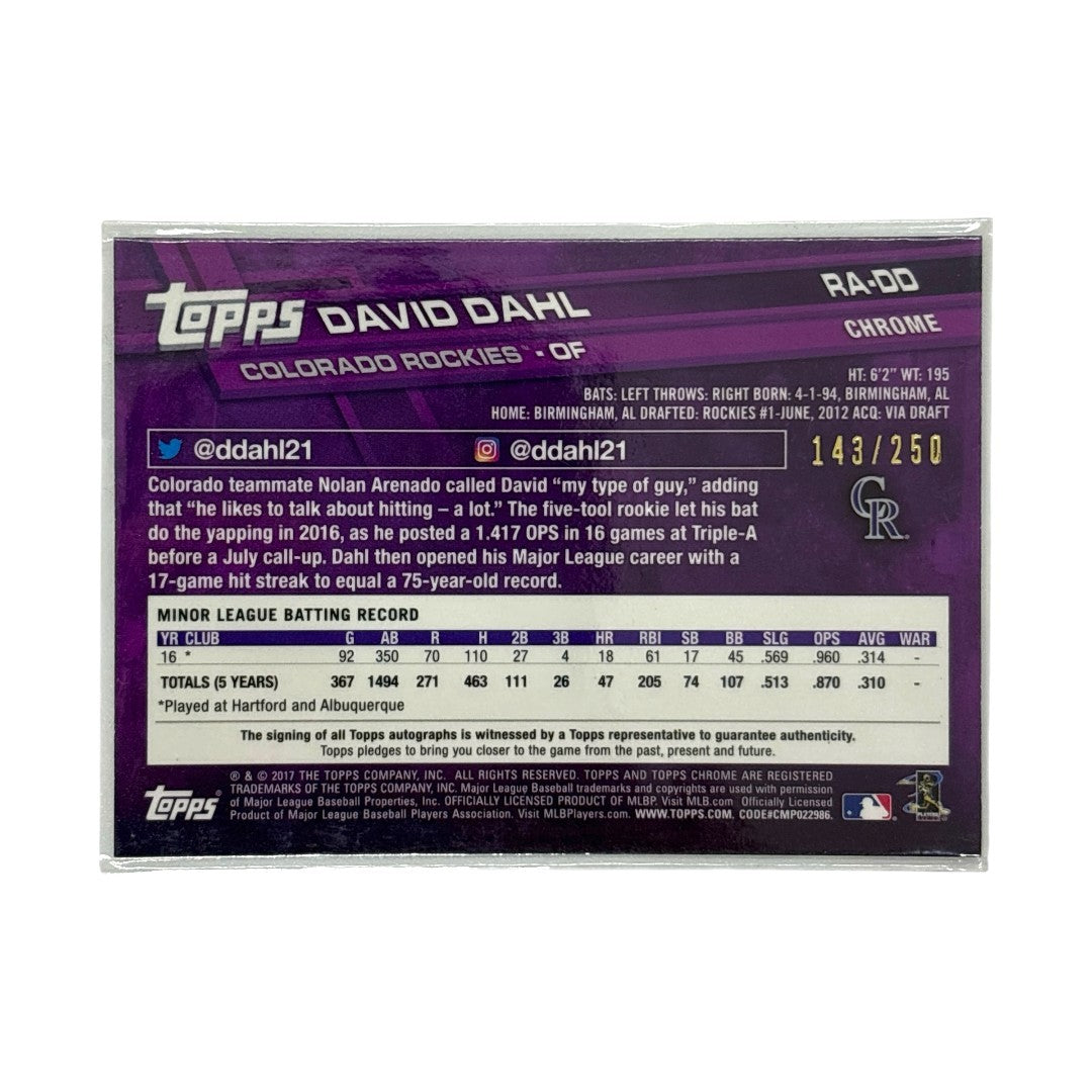 TOPPS MLBカード CHROME DAVID DAHL COLORADO ROCKIES 143/250 #RA-DD 中古 IT1