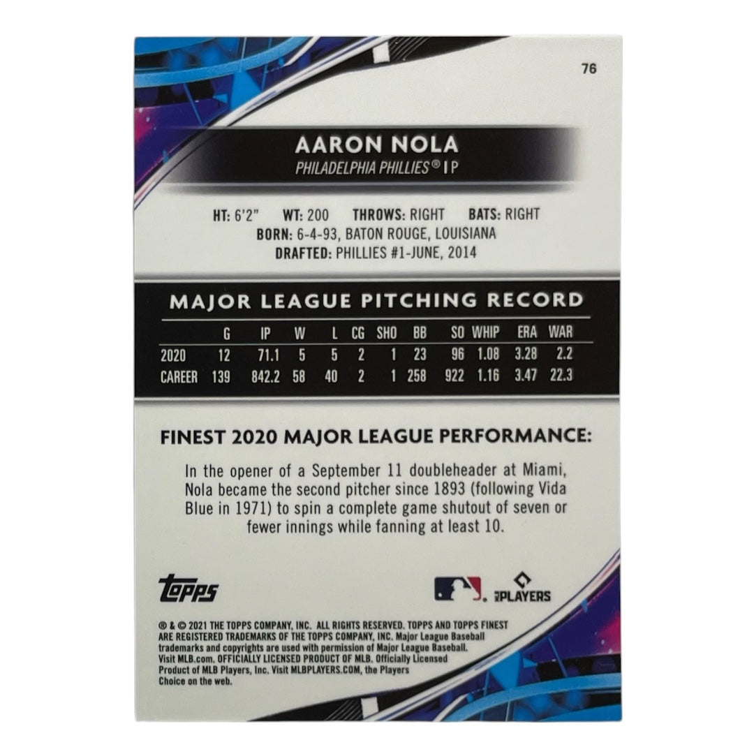 TOPPS MLBカード FINEST AARON NOLA PHILADELPHIA PHILLIES /99 #76 中古 IT2