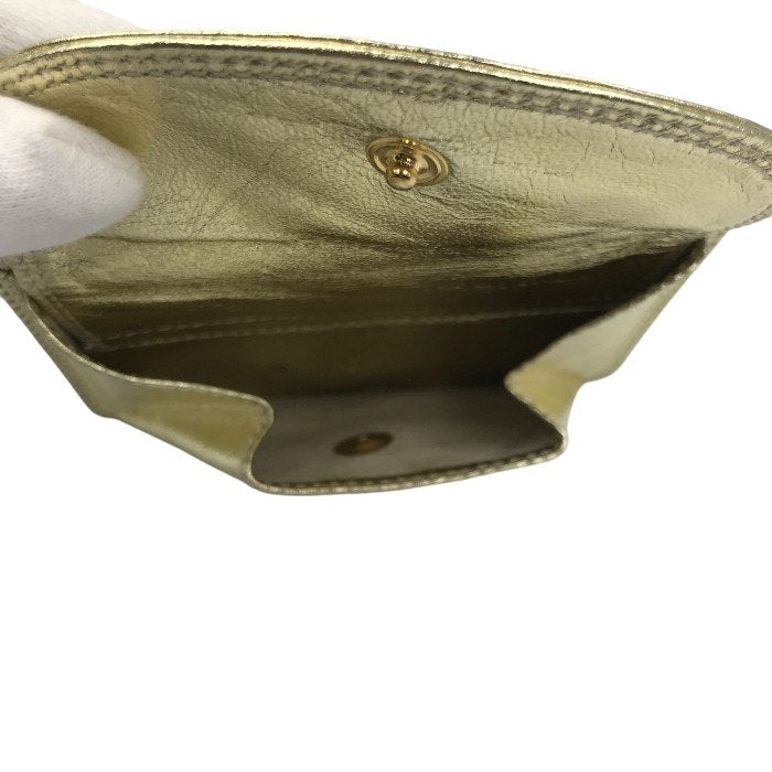 ANTONINI アントニーニ 和光 WAKO 財布 ミニ ゴールド 三つ折り レディース メンズ レザー 本革 中古 KW1