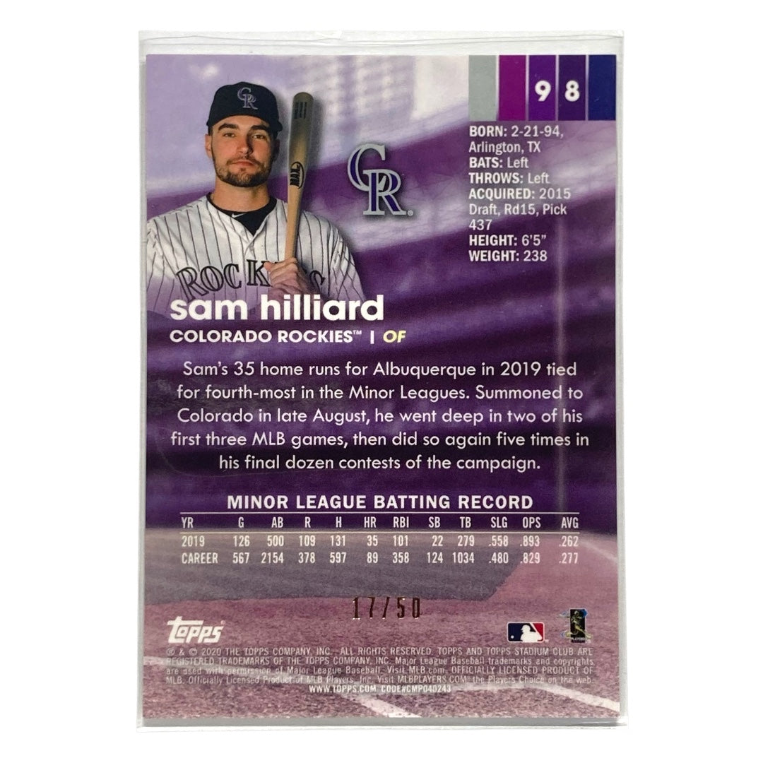 TOPPS MLBカード STADIUM CLUB SAM HILLIARD ROCKIES 17/50 #98 中古 IT2