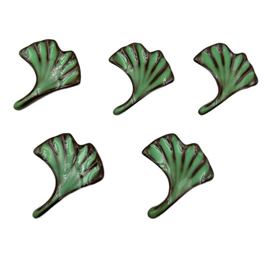 13代横石臥牛 豊瑞軒 銀杏 箸置き 和食器 イチョウ 5客 中古 W4