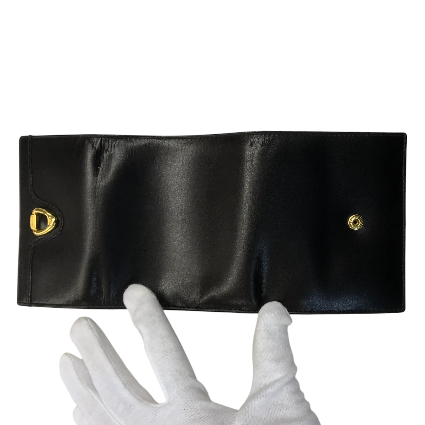 CELINE セリーヌ 財布 レディース 三つ折り レザー ゴールド金具 コンパクト ブラック 中古 T1