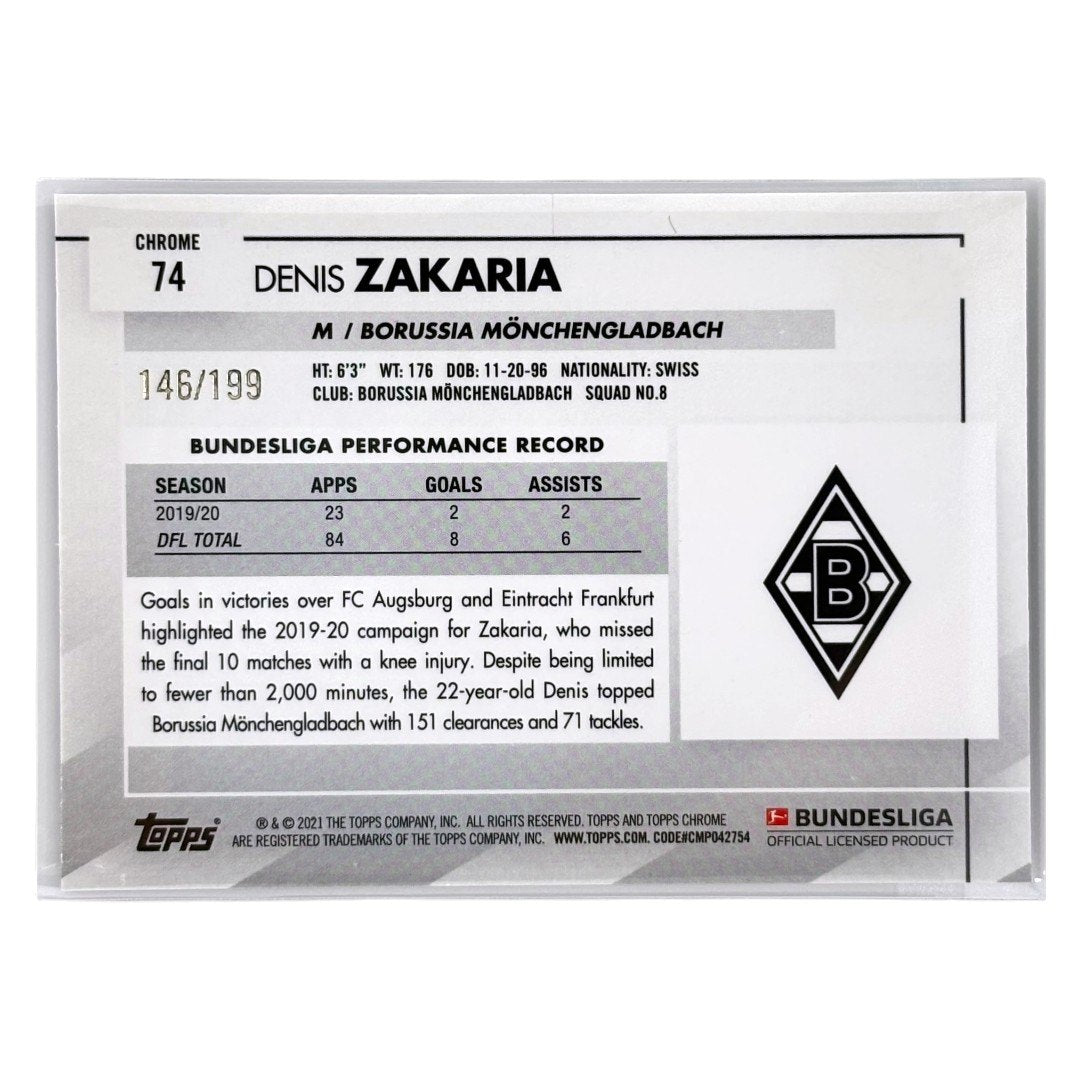 TOPPS サッカーカード CHROME DENIS ZAKARIA BORUSSIA MONCHENGLADBACH /199 #74 中古 IT1