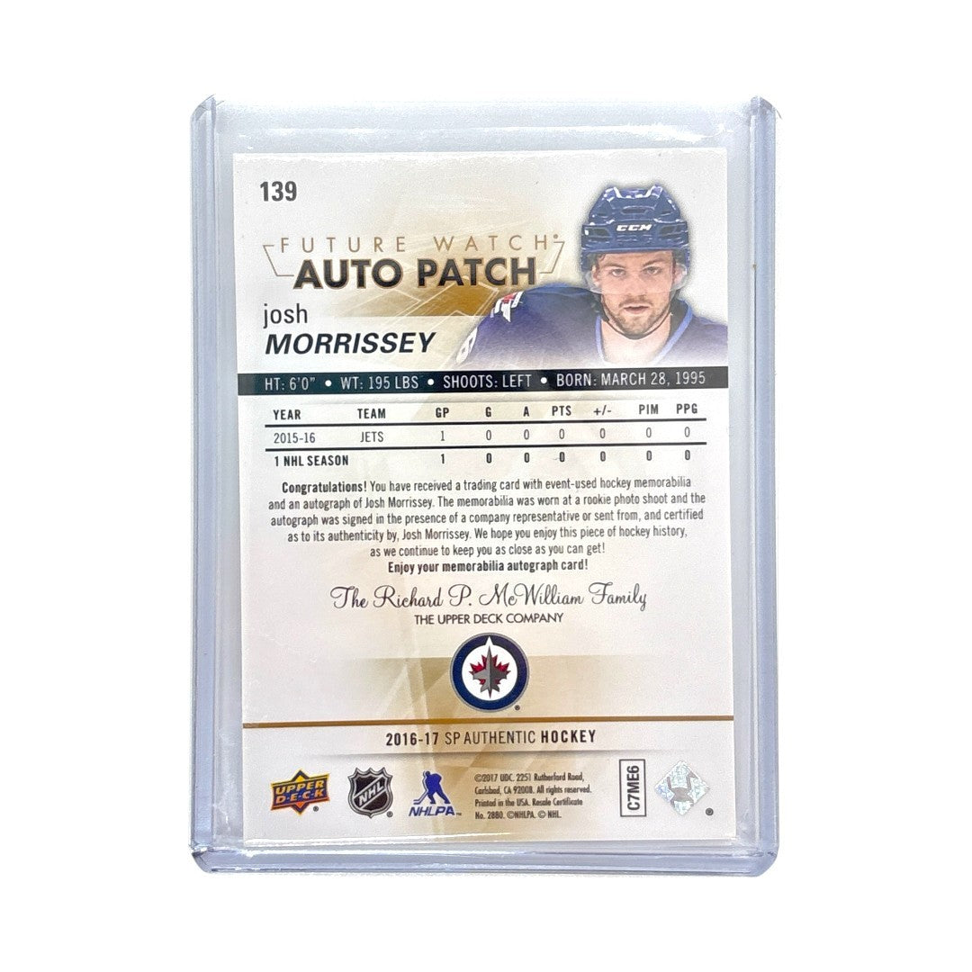 UPPER DECK NHLカード SP AUTHENTIC JOSH MORRISSEY WINNIPEG JETS 056/100 #139 中古 IT1