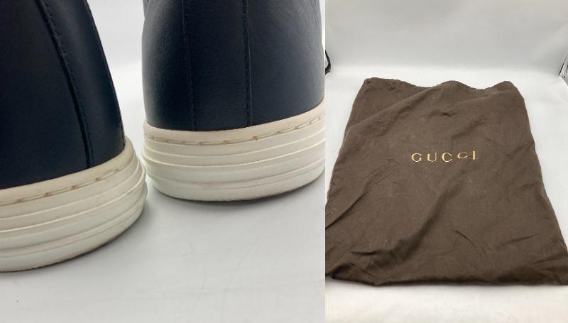 GUCCI グッチ ハイカット レザースニーカー ロゴプレート 423300 サイズ6 中古 D4