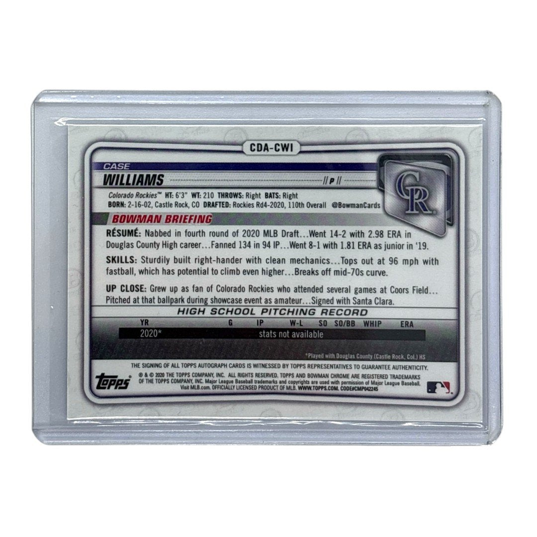 TOPPS MLBカード BOWMAN CHROME 1ST CASE WILLIAMS COLORADO ROCKIES /150 #CDA-CWI 中古 IT1
