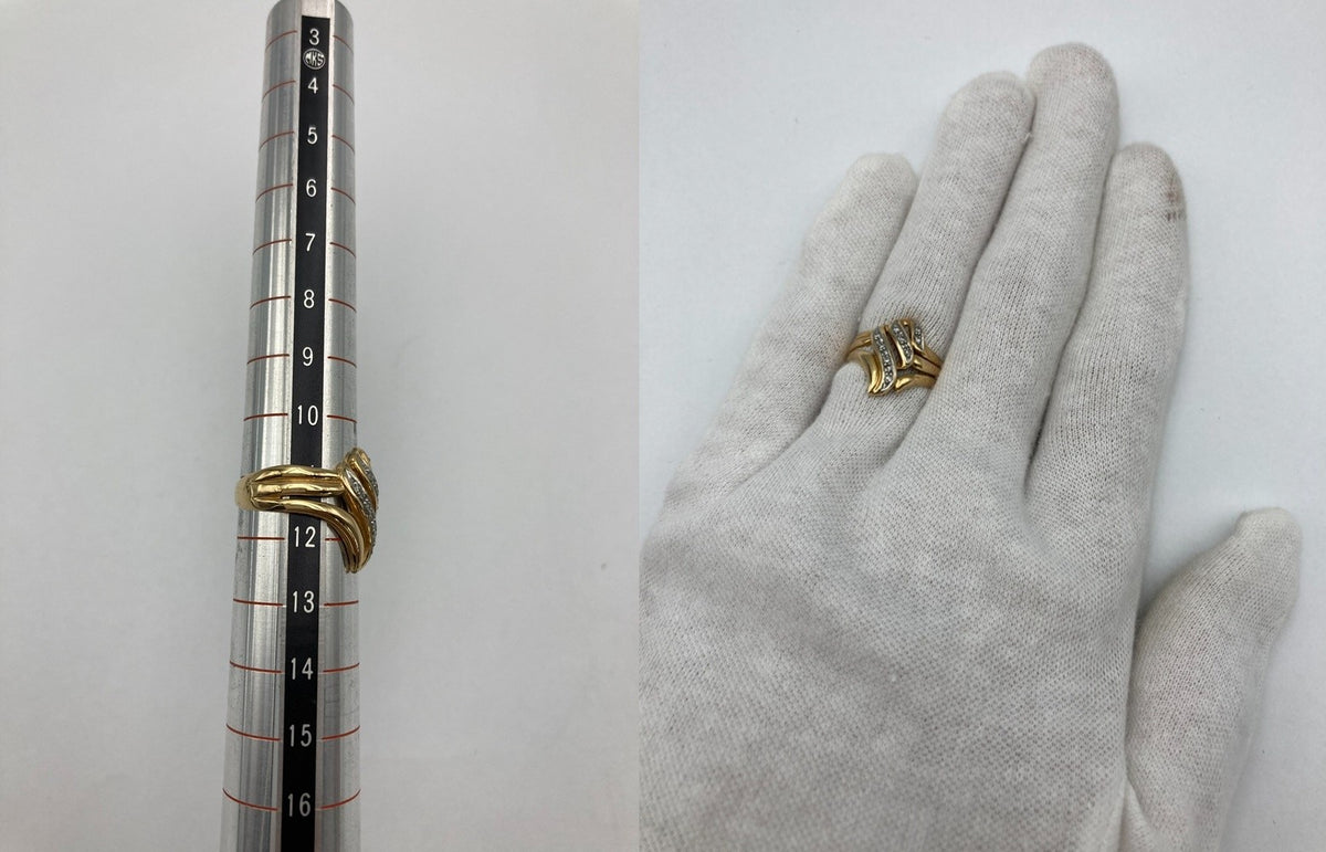 K18/Pt900 コンビ ダイヤ0.05ct リング 11号 中古 D4
